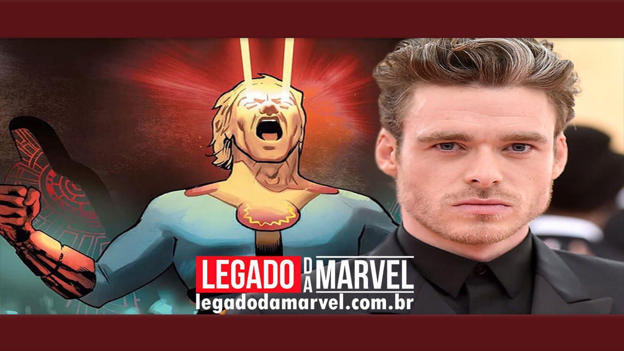 Vaza foto de Eternos com Richard Madden como o herói Ikaris