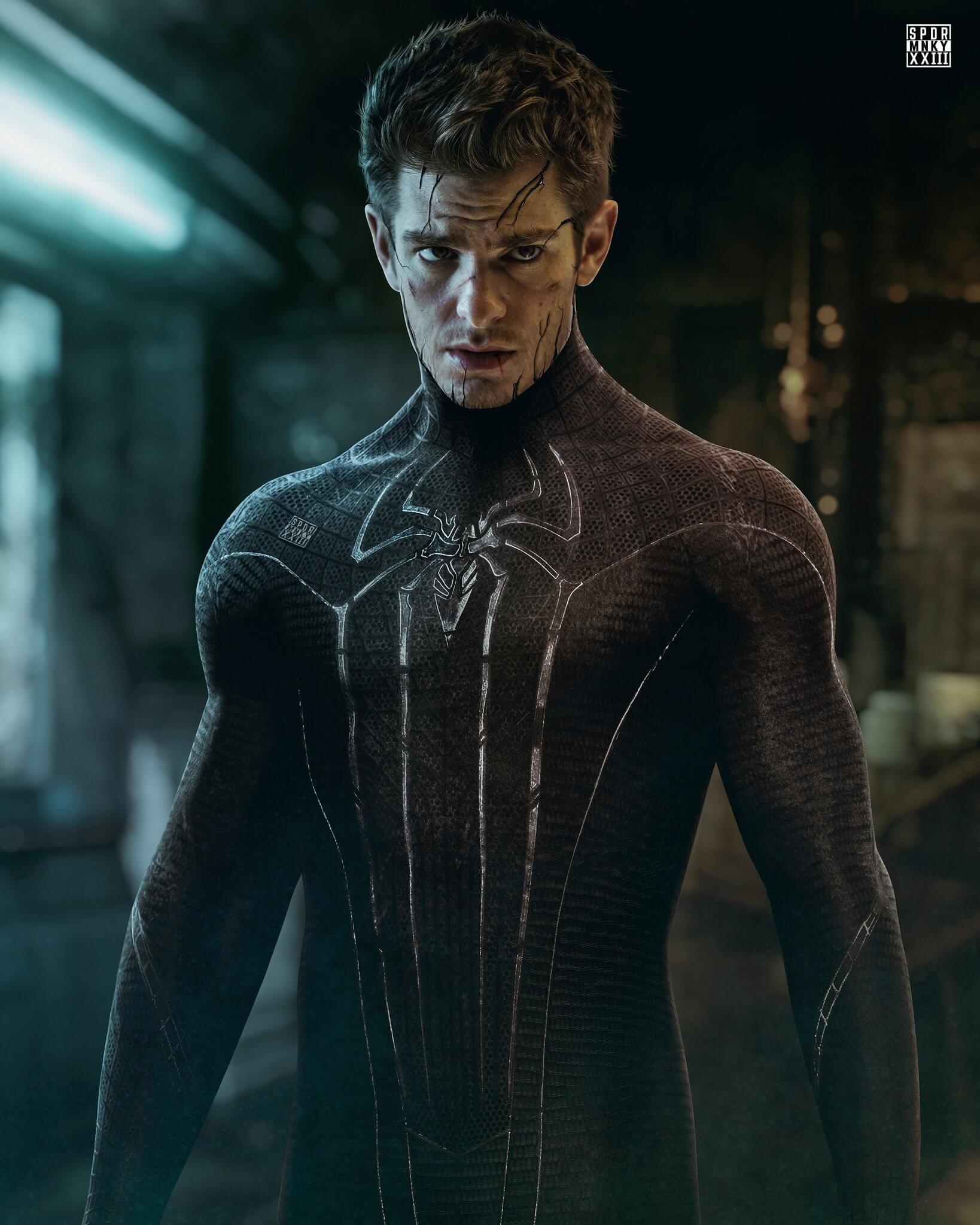 Imagem traz o Homem-Aranha do Andrew Garfield tomado pela simbionte