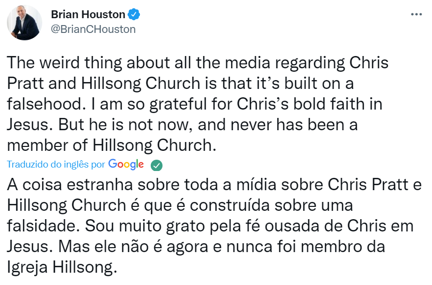 Pastor desmente história sobre Chris Pratt.