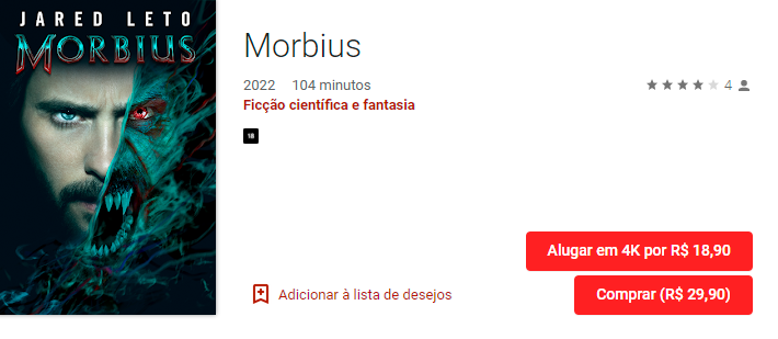 Morbius está disponível para aluguel e compra!