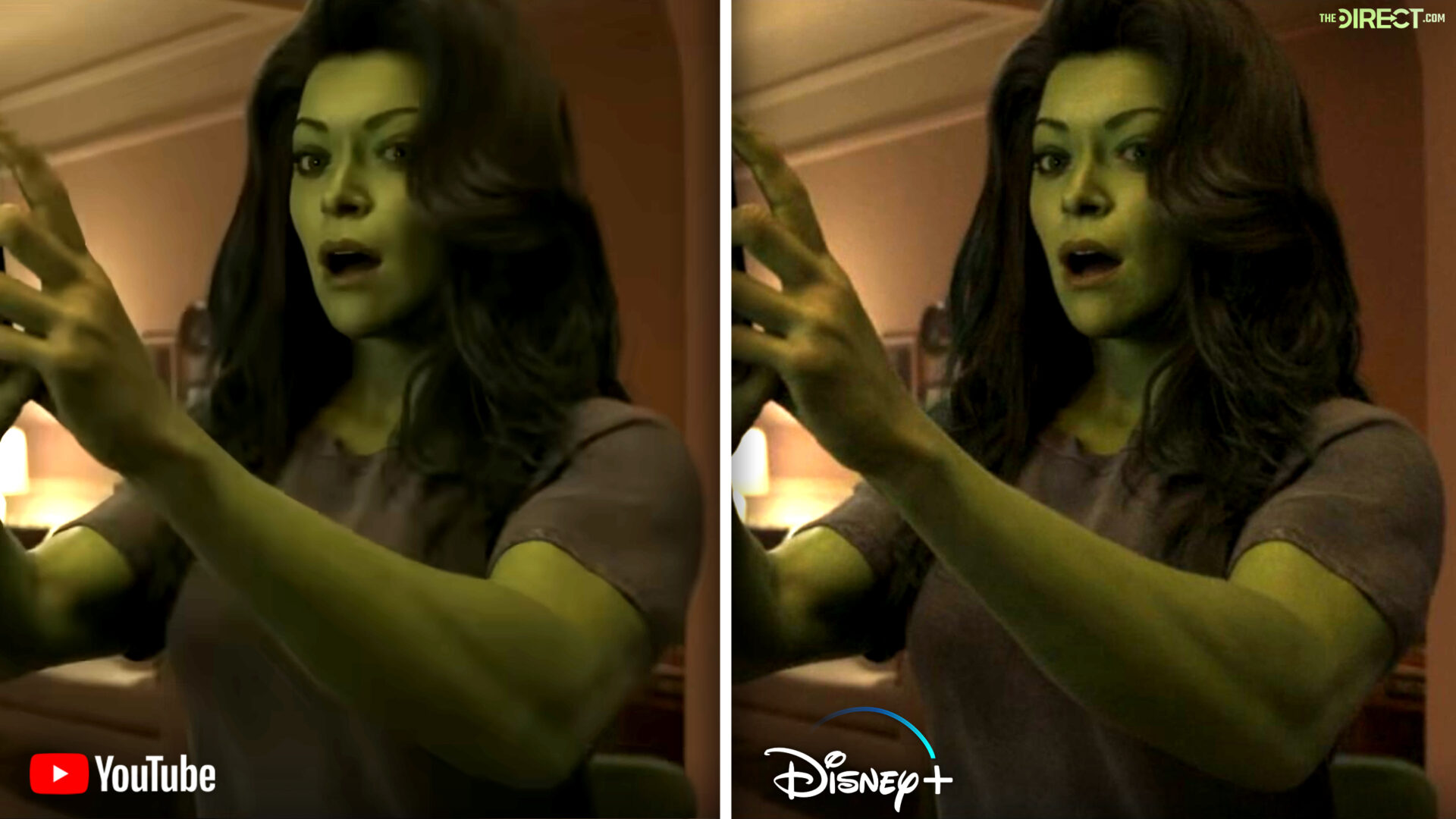 Segunda comparação entre os trailers de Mulher-Hulk.