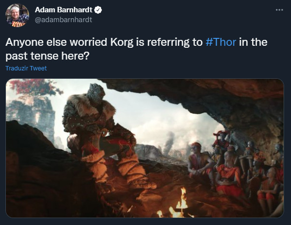 Korg no trailer de Thor: Amor e Trovão