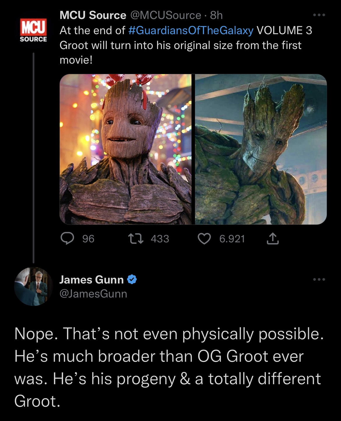 Guardiões da Galáxia Vol. 3: Diretor desmente rumor sobre o Groot