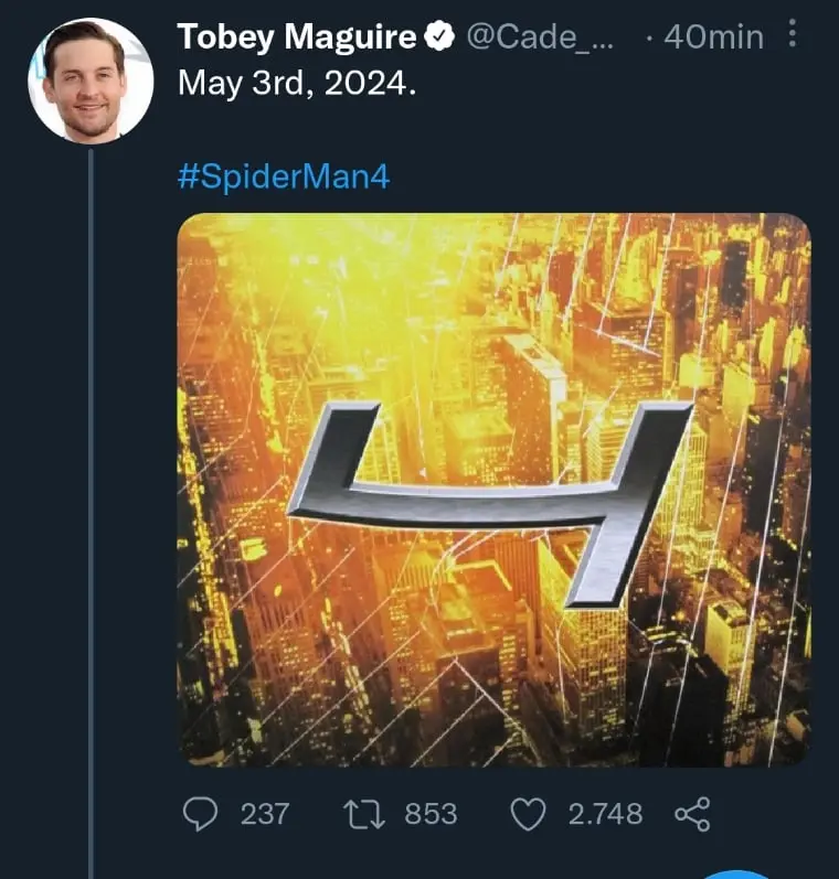 Supposed Spider-Man 4 announcement made by Tobey Maguire.