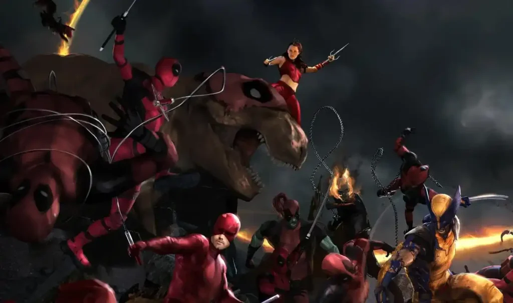 Arte conceitual de Deadpool & Wolverine em detalhes