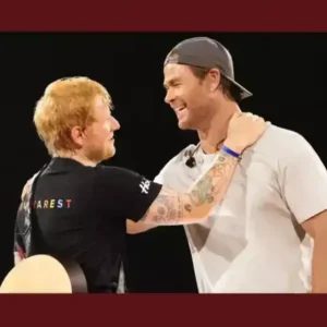 Chris Hemsworth, o Thor da Marvel, toca em show de Ed Sheeran