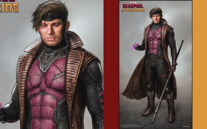 Arte conceitual do Gambit e seu uniforme em D&W