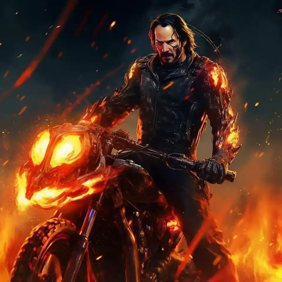 Keanu Reeves como o Motoqueiro Fantasma