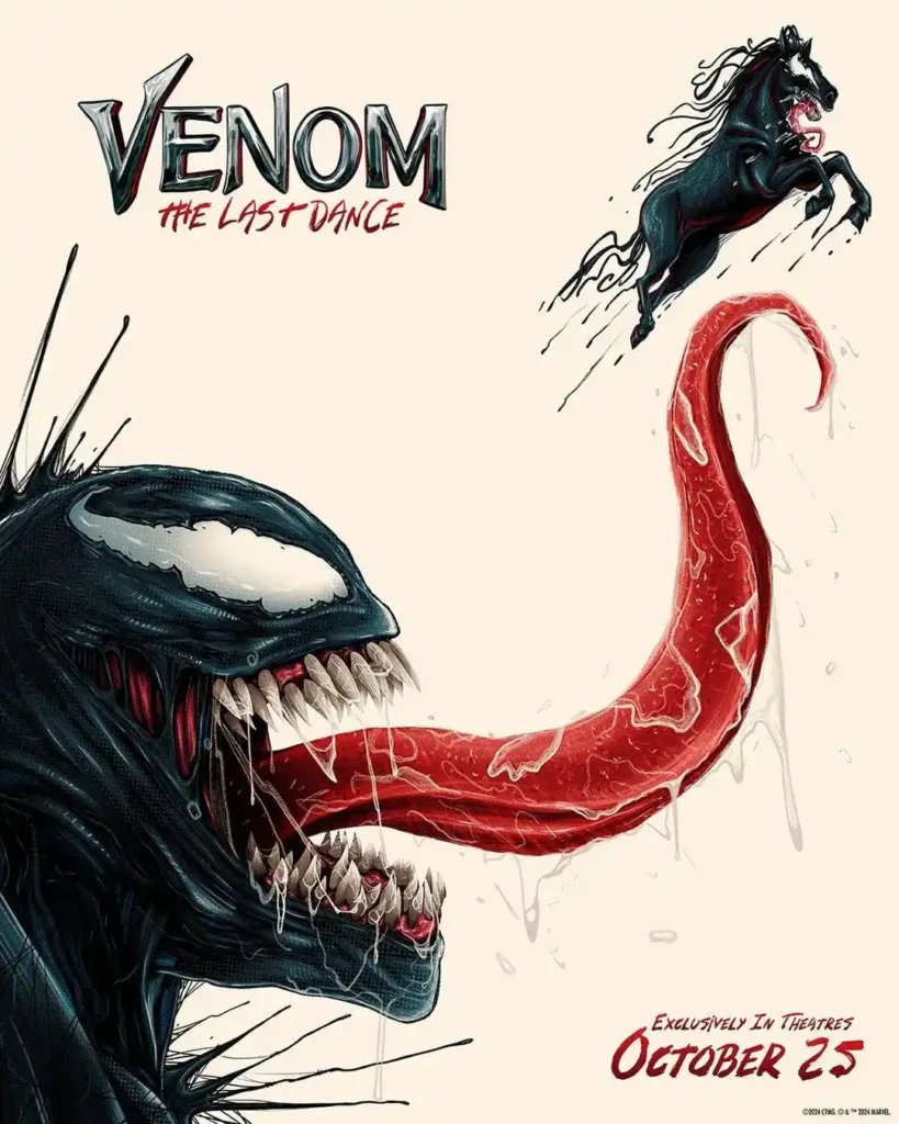 Pôster de Venom 3 com cavalo simbionte