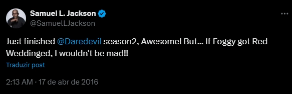 Samuel L. Jackson fala sobre Demolidor