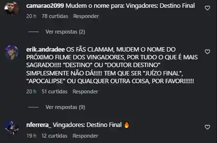 Comentários dos fãs sobre Vingadores: Doutor Destino