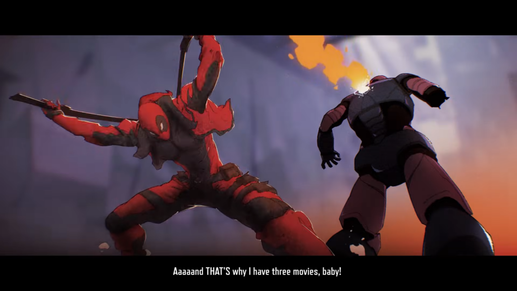 Deadpool fatiando sentinela no Marvel Rivals