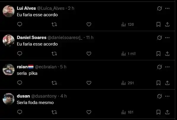 Comentários de fãs brasileiros aprovando a ideia de Wagner Moura como o vilão Drácula.