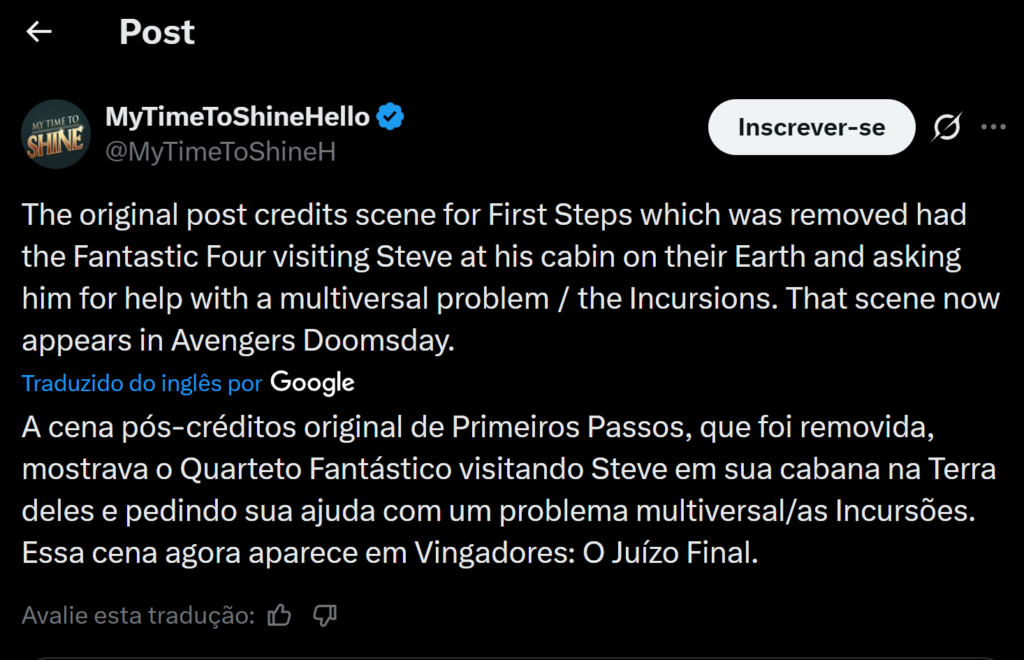 Quarteto Fantástico: Cena pós-créditos com Steve Rogers 