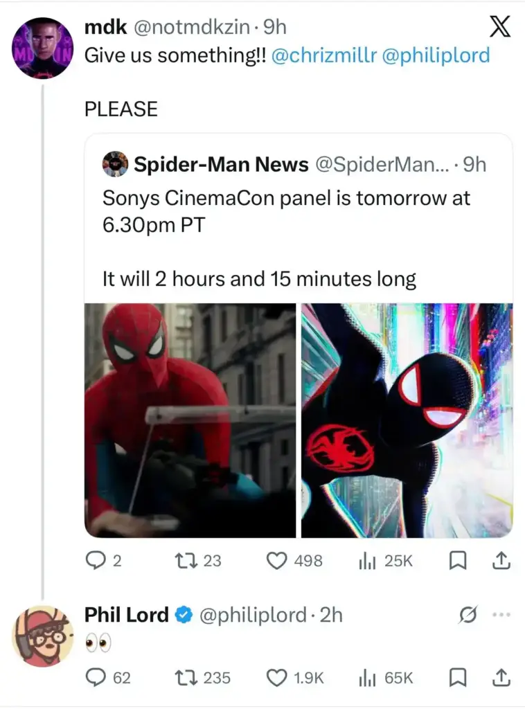 Phil Lord respondendo sobre Homem-Aranha: Além do Aranhaverso