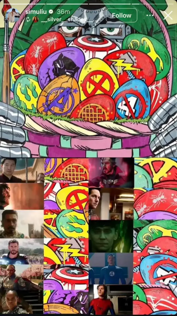 Story de Simu Liu sobre Vingadores: Doomsday