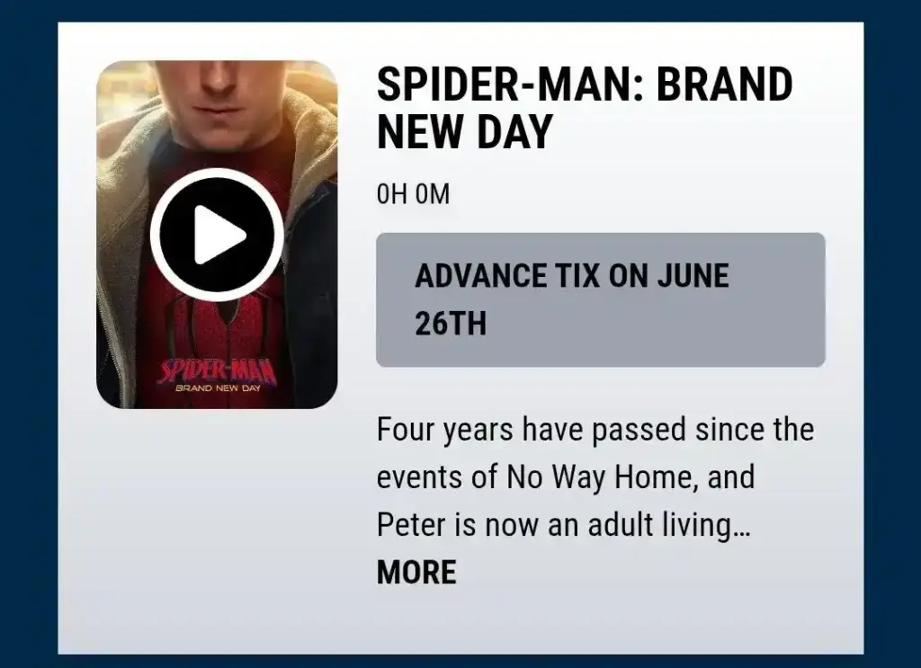 Pré-venda de ingressos de Homem-Aranha: Um Novo Dia
