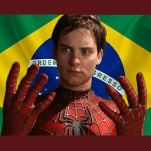Tobey Maguire, o Homem-Aranha, é visto no jogo do Brasil x Noruega pela Copa do Mundo